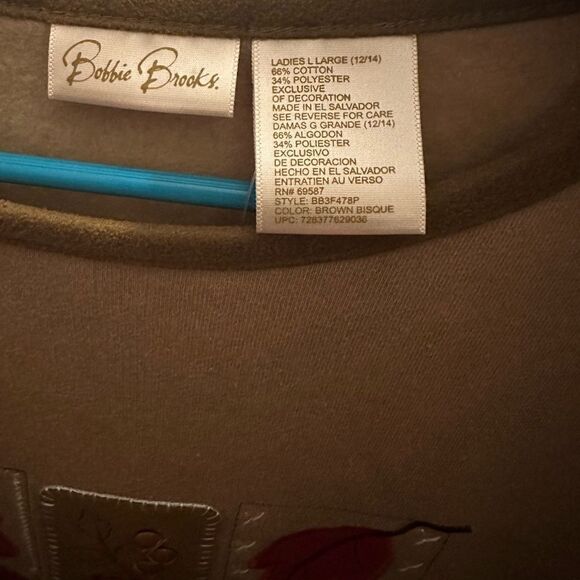 🆕 Women’s Bobbie Brooks Embroidered Sweatshirt Fleece Large - Picture 3 of 3